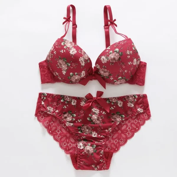 Floral Bras Embroidery Lingerie Set