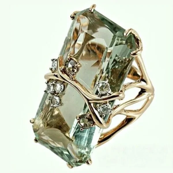 Stunning Silver Plated Cocktail Ring with Large Square Zircon
