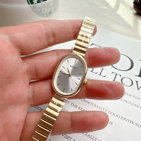 Luxury Women Quartz Watch Stainless Steel Oval