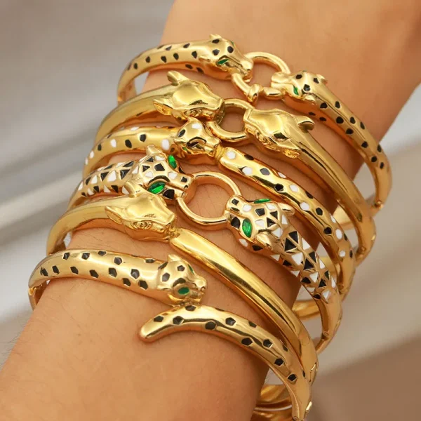 Stainless Steel Multicolor Leopard Bangles
