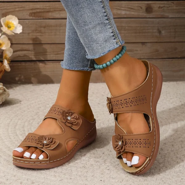 Summer Fashion Sandals Solid Color Hollow Hook Loop