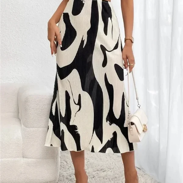 Dress Pleated Long Skirt Geometric Midi Skirt.
