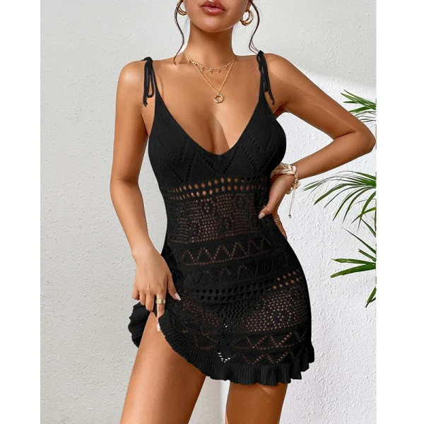 Knitted Bikini Cover Up Backless Beach Dresses
